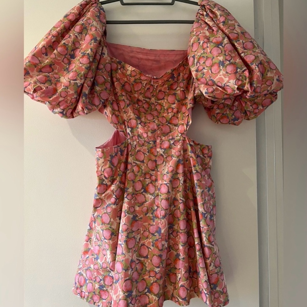 Aureta by Anthropologie Ada Mini Floral Puff Sleeve Dress Size L - Picture 5 of 14